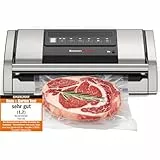 Bonsenkitchen Vakuumiergerät 15 L/min, Vakuumierer mit Beutelclip, Griffverriegelung und Integrierter Schneider, für Sous-Vide-Garen und Essenszubereitung, Hochleistungs-Schnellversiegelung-VS5100