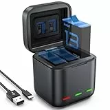Jeebel Akku Ladegerät für GoPro Hero 13 Black — 3-Kanal Batterie Ladegerät mit Schnellladung, USB-C Kabel — Schnellladegerät Kompatibel mit GoPro Hero 13 Black Original-Akku (Ohne Akku)