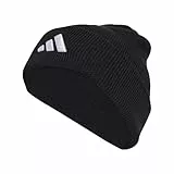 adidas Unisex New Logo Beanie Cuff Hat, Black/White, S-M