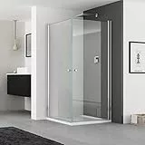 IMPTS Duschkabine Eckeinstieg 80x80x185cm Doppelt Duschtür Schwingtüre Duschabtrennung Duschwand aus 6mm ESG Sicherheitsglas Höhe Alu Rahmen,OHNE Duschwanne