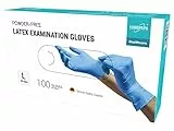 EUROPAPA® 100x Latex Einweghandschuhe weiß blau puderfrei Einmalhandschuhe Untersuchungshandschuhe EN455 und EN374 Handschuhe Einweg Latexhandschuhe in Gr. XS, S, M, L & XL verfügbar (L, Blau)