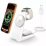 3 in 1 für iPhone Ladestation- ADADPU Mag Safe Ladegerät für iPhone 17 Air 16 15 14 13 12 Pro Max, Induktive Ladestation für Apple Watch und für Air Pods 4 3 2 Pro mit 30W Adapter