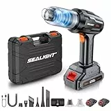 SEALIGHT Handstaubsauger, 35000 Pa, 60 Min Laufzeit, Handstaubsauger Akku Kabellos mit 2 wiederaufladbare Batterien, Bürstenloser Motor, Auto Staubsauger per Auto, Tierhaare, Sofa Reinigung