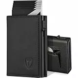 TEEHON Geldbörse Herren, Portmonee Herren mit Münzfach & RFID Schutz, Leder Portmonee Slim Wallet Geldbeutel, 10 Fächer für Kreditkarten, Magnetischer Wallets for Men, Kartenetui - Schwarz