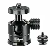 Koolehaoda Mini-Kugelkopf-Stativkopf mit Kaltschuh-Halterung, 360°-Panorama-Kugelkopfhalterung aus Aluminiumlegierung mit 6,35 mm Schraube für Kamerastative, Einbeinstative, Camcorder, Lichtmikrofon