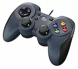 Logitech F310 kabelgebundenes Gamepad, Controller mit Konsolenartigem Layout, 4 Tasten D-Pad, XInput/DirectInput, Komfortable Griffflächen, 1,8 m Kabel, PC - Blau/Grau