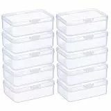 LJY 10 Stk Aufbewahrungsbox Plastikbox mit Deckel (12,5x8,5x3,5 cm) – Transparente Sortierbox für Schmuckaufbewahrung, Bastelsachen & Kleinteile – Organizer Box Set Klar