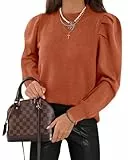 Imily Bela Damen Strickpullover Casual Pullover Puff Pulli Langarm T-Shirt Rundhalsausschnitt Pullover Sweateshirt Oberteil Tops Shirts