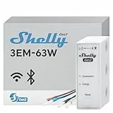 Shelly 3EM-63W Gen3, WLAN-Energiemessgerät für Drei- oder Einphasenanlagen, Echtzeit-Vier-Quadranten-Messung, Keine Lastschwelle, Photovoltaik-kompatibel, Kein Hub Erforderlich
