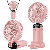 Jsdoin Handventilator, Tragbarer Mini Ventilator, Wiederaufladbar, Kleiner Taschenventilator Mit 5 Geschwindigkeitsstufen, Faltbarer USB-Ventilator für Büro, Outdoor (Rosa)