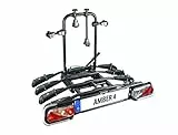 EUFAB 11556 Fahrradträger AMBER 4, E-Bike geeignet, teilweise vormontiert, Diebstahlschutz, für 4 Fahrräder, für Anhängerkupplung, Schwarz, ca. 102 x 83 x 72 cm