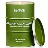 M&SENSE Kardamom Sandelholz große Duftkerzen mit Sojawachs sauber brennende Kerzen 600g 130 Stunden lang anhaltend Entspannende Aromatherapiekerzen Weihnachtskerze Geschenkskerzen für Männer