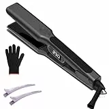 Bestauty Glätteisen 110x40mm: Breit-Keramik-Floatplatten(glatt gleiten), 15 Temperaturen (80-230℃), Dual Voltage (110-240V), Schnell Styling für Lange/Dicke Haare, Schwarz – Geschenkidee für Damen