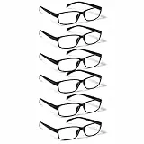 COJWIS Lesebrille 6 Pack herren und Damen Qualität Feder Scharnier Blaulichtfilter Leser Brille(6 Schwarz, 2.00)