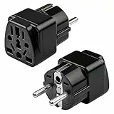 2 Stück Steckdosenadapter, US to EU Adapter, UK Adapter auf EU, Universal Adapters, Internationaler stecker adapters für Deutschland, USA, UK, Schweiz, China,usw