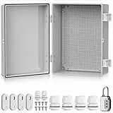 EYPINS Wasserdicht Verteilerkasten IP67, Anschlussdose Wasserdicht ABS Kunststoff Gehäuse außen Steckdosenkasten, Schaltkasten, Stromkasten mit Montagezubehör 40x30x16cm | Grauer Schaltschrank