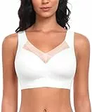 Damen BH Ohne Bügel Nahtloser Bequemer BH Weicher Glatter BHS Bustier Bügelloser BHS Komfort Soft Bra T-Shirt Bralette Gepolsterter (Weiß-Glatt, XL)