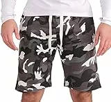 Gennadi Hoppe Herren Shorts Männer Gym Bermuda Kurze Hose Sporthose Jungen Sommer Sportshorts Freizeithose Baumwolle weich bequem leicht lässig luftig modern sportlich praktisch camo grau H7551 M