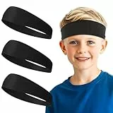 3 Stück Schwarzes Schweißband Stirnband Jungen, Headbandz Kühlendes Stirnband, Weiches, Atmungsaktives Baseball-Stirnband, Sport-Stirnband Für Fußball, Laufen, Basketball, Tennis