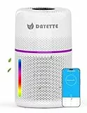 DAYETTE Smart Luftreiniger für Wohnzimmer & Schlafzimmer, mit APP/Alexa Steuerung und 7-Farben Nachtlicht, HEPA 13 Filter beseitigt Schimmel, Staub, Tierhaare und Gerüche