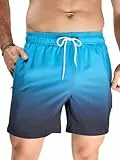 Arcweg Herren Badeshorts mit Ultralight Badehose & Schwimmhose für Männer, Schnelltrocknend & Atmungsaktiv – Perfekt für Pool, Meer, Strandurlaub und Freizeit Blau + Schwarzer L(EU)