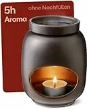 Praknu Duftlampe für Ätherische Öle aus Keramik 75 ml – Sanftes Verdampfen – Langanhaltender Duft – Aroma Duftöl Lampe – Stövchen für Duftöle & Duftwachs – Duftlampe Teelicht – Aromalampe – Schwarz
