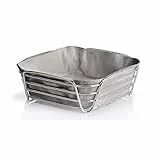 blomus -DELARA- Brotkorb L aus verchromtem Stahl, Moonbeam, Baumwoll-Stofftasche, trendiges & modernes Design, vielseitig nutzbar, exklusive Optik (H / B / T: 9,5 x 25,5 x 25,5 cm, 63758)