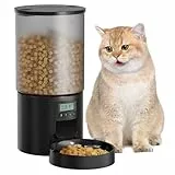 Futterautomat Katze Katzenfutter Automat mit Timer: 10s-Ruf zum Essen - Futternapf mit Automatic Futterautomat - Trockenfutter Futterspender Automatisch für Katze und Hund - 6L