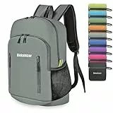 Bekahizar Faltbarer Rucksack Leicht Klein Wanderrucksack 20L Reiserucksack Tagesrucksack Tasche für Männer Frauen Jugendliche Outdoor Wandern Reisen (Grau grün)