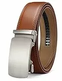 YOETEY Automatik Gürtel Herren Braun Leder ohne löcher, Ledergürtel Herren Braun Ratsche Automatikschließe für Herren 35mm Business Anzug, Herrengürtel Stufenlos Verstellbar