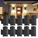 Aigostar LED Wandleuchte GU10 Aluminium Up Down Außenwandleuchte Wasserdicht Außenleuchte Außenlampe Wandspot für Innen und Außen, Schwarz, 10 Stück