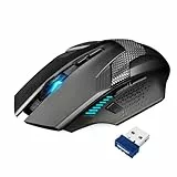 TECKNET Kabellose Gaming Maus, 2,4 GHz Wireless Gamer Maus 8 Tasten, 4800 DPI, 20 Millionen Klicks, Wireless Mouse, Ergonomische Optische Maus für PC/Mac/Laptop