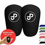JDP Mini-Schienbeinschoner, extra klein, für Fußball, Herren, Mini-Fußball, Shin Guards, rutschfest, für Kinder, Wadenschutz, 10 x 6 cm, schwarz
