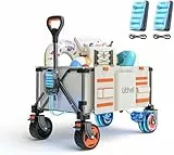 Litheli Elektrowagen Bollerwagen faltbar, Handwagen faltbar mit Motor & Bremsen, 150L 60KG geeignet für Camping, Garten, Strand, Einkaufen,2 Akku
