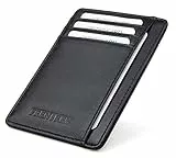 Frentree® Kartenetui aus Leder, Mini Geldbörse mit RFID Schutz und Sichtfenster für EC Karten und Geldscheine, kleines schlankes Portemonnaie Geldbeutel Etui