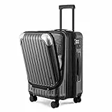 LEVEL8 Koffer Trolleys Leicht ABS+ PC Handgepäck Hartschalen-Koffer Trolley Rollkoffer Reisekoffer Erweiterbar, TSA, 4 Rollen, 55 cm, 36-42 Liter, Grau