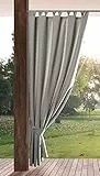 Eurofirany Garden Outdoorvorhäng mit Schlaufenschal- 1 STK. Abnehmbaren Schlaufen, Sonnenschutz Sichtschutz Winddicht Wasserdicht Vorhäng für Pavillon Terrasse Pergola, 155x220 cm, Hellgrau