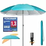 4smile Sonnenschirm Strand Ø 180 cm SunnyJoy, Türkis - UPF 50+ Strandschirm, sicherer Sonnenschutz Strand, Strandschirm windfest stabil - Sonnenschirm mit Schutzhülle
