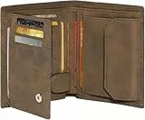 Tomylv Geldbörsen Herren, RFID-blockierende Leder Portmonee Herren mit 11 kartenetui, 1 Ausweisfenster & Fotofenster, Münzfach mit Knopf, 2 Geldscheinfächern, Geldbeutel mit Geschenkbox – Braun