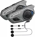 WAYXIN X2 Motorrad Intercom,Helm Headset, Motorrad Bluetooth Headset für bis zu 4 Motorräder, Headset motorradhelm mit HiFi/Musik Teilen/AI Sprachassistent /IP67 Wasserdicht (2pcs)