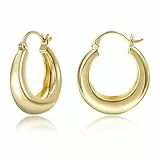 Gold Creolen für Damen - Kleine Klobige Dicke Ohrringe, Hypoallergene Sterling Silber Kreolen, Hohle Creolen für Frauen Mädchen