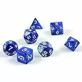 shibby 7 polyedrische Würfel für Rollen- und Tabletopspiele in blau mit Beutel