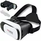 Retoo VR Brille für Handys 3.5 – 6.3 Zoll, Fernbedienung und 360° Viewer, VR Headset Brille kompatibel mit Android, iOS, iPhone, Samsung, Moto, LG, Huawei, Asus, VR-Zubehör, Weiß