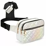 Jueachy Bauchtasche Damen, Crossbody Bag Damen Gürteltasche Wasserdicht Rautenmuster Sport Mode Hüfttaschen Klein Umhängetasche mit 4 Reißverschlusstaschen Brusttasche Outdoor Wandern Festival
