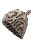 Sterntaler Strickmütze Ohren - Unisex Babymütze aus Baumwolle (Bio) - warme Kindermütze in Rippenoptik mit 3D-Ohren und Umschlag - lichtbraun, Größe 51