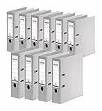 Original Falken 10er Pack Chromocolor Premium-Ordner. Made in Germany. Kunststoffbezug außen und innen 8 cm breit DIN A4 grau Ringordner Aktenordner Briefordner Büroordner Plastikordner