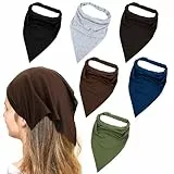 AOZUO 6er Pack Dreieck Kopftücher Damen, Kopftuch Damen Sommer, Haarschal Stirnbänder, elastisches Boho Dreiecks Bandana, rutschfestes Kopftuch, einfarbiges Haartuch für Reisen und Partys