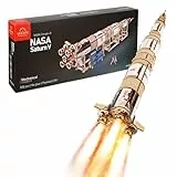 UGEARS NASA Saturn V Modellraketen-Bausatz - Modellbausätze für Erwachsene - 3D-Holzpuzzle zum BAU Einer Weltraumfähre - Raketenraumschiff aus Holz 3D-Puzzle
