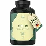 Cholin Kapseln - 360 Kapseln - Cholin Bitartrat - *Leberkur, Homocystein & Fettstoffwechsel (EFSA) - Vegan, Deutsche Produktion - TRUE NATURE®
