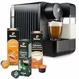 Tchibo Cafissimo milk Kaffeemaschine Kapselmaschine inkl. 30 Kapseln für Caffè Crema, Espresso, Kaffee und Milchspezialitäten, Kapselmaschine mit Milchaufschäumer, Schwarz